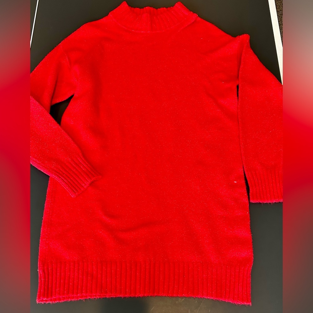 BP red medium mock neck shimmer tunic NWT.